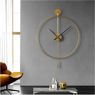 Imagem de Relógio de parede grande de arte relógio de parede clássico para casa com pêndulo, moderno sem tique-taque silencioso metal para pendurar na parede para sala de estar, quarto, escritório, decoração de