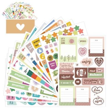 Imagem de Adesivos de planejador - 12 folhas adesivos de diário para mensal, semanal e diário, acessórios de planejador impressionantes para diários e calendários, acessórios essenciais para planejadores