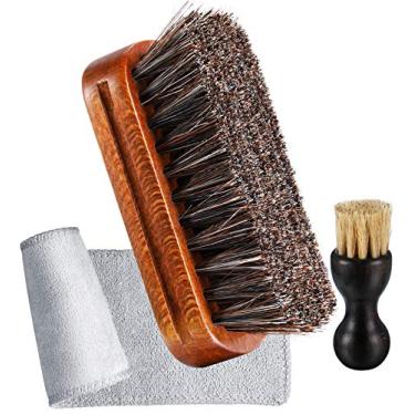 Imagem de Kit de polimento de crina de cavalo com 3 aplicadores de cuidados com sapatos (B), cor de madeira, 11 x 11 x 5 cm