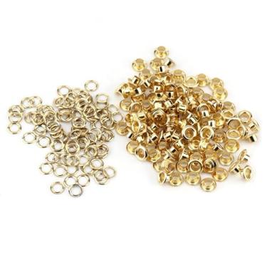 Imagem de ZJchao Ilhós de Ouro, Ilhós de Latão, 100 Peças, de Metal Com Furo de 5mm para Decoração de Cartão Artesanal de Couro (Ouro)