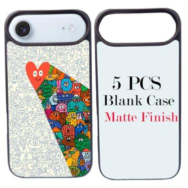 Imagem de JUSTRY 5 peças de capa de telefone em branco sublimação capas compatíveis com iPhone Air, fácil de sublimar DIY 2 em 1 capa 2D de borracha macia para impressão + inserção fosca atacado pacote