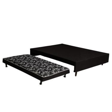 Imagem de Cama Box Bicama Casal com Cama Auxiliar 138x188 Estrutura Madeira Eucalipto Reforcada para Hospedes