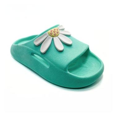 Imagem de Sandália Chinelo Slide Nuvem Menina Infantil Flores Margarida Branco L
