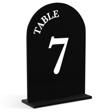 Imagem de Números de mesa de acrílico para casamento, placa de mesa com suporte para peça central, recepção, festa, evento, 12 x 17 cm acrílico preto - 17