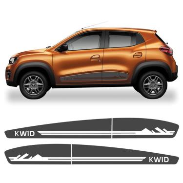Imagem de Kit Adesivo Renault Kwid Faixa Lateral Porta 2017/2022 Kwd14 Cinza Chumbo Cor Cinza
