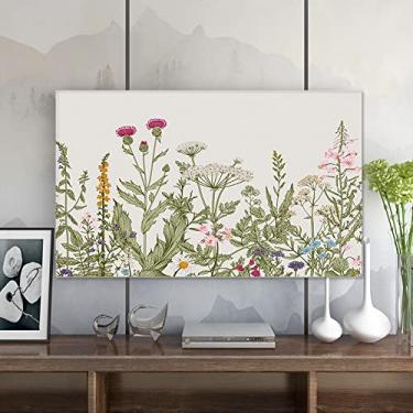 Imagem de Capa de TV universal para TV de 32 a 85 polegadas, capa protetora de tela de TV elástica interna à prova de poeira e à prova de sol, capa decorativa para monitor de TV LCD/LED - Flor-4||65 polegadas