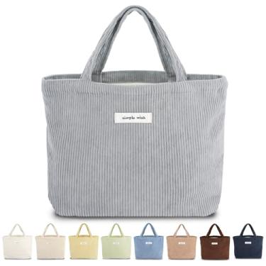 Imagem de Sminra Bolsa pequena de veludo cotelê bíblia mini bolsa casual diária feminina bonita estética, Cinza, Colorido