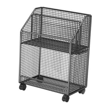 Imagem de Generic Carrinho de arquivo com rodinhas, carrinho organizador de arquivos embaixo da mesa, estante móvel multifuncional para organização de roupas artesanais, Preto 2 Camadas