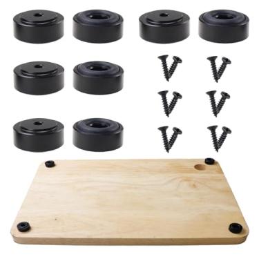 Imagem de Nihfien Pés de metal com parafusos, 33/40.6 cm L x 3/20.3 cm H Blocos antiderrapantes para madeira, tábua de corte de bambu (conjunto de 8), preto