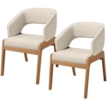 Imagem de Kit 02 Cadeiras De Jantar E Estar Living Estofada Lince L02 Linho Palha - Lyam Decor