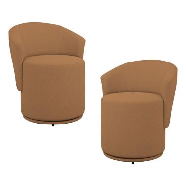 Imagem de Kit 02 Poltronas Orgânicas Living Mavi Fixa Bouclê Terracota - Abmaza