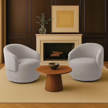 Imagem de Poltrona Decorativa Orgânica Kit 2 Névoa Bouclê E03 - D`rossi Cinza Claro