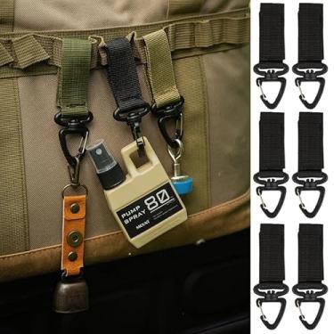 Imagem de Pacote com 6 ganchos táticos com fivela mosquetão, chaveiro com clipe giratório de 360 graus para mochila, cinto, garrafa de água, uso ao ar livre e EDC (preto)