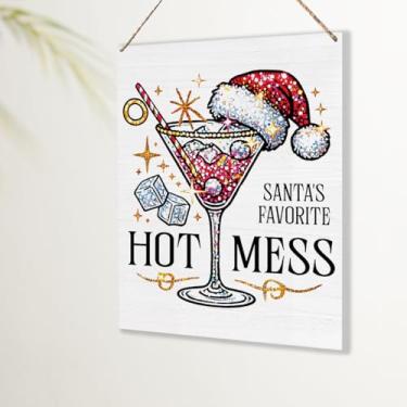Imagem de Placa engraçada de decoração de vinho de Natal, presentes para mulheres e homens, bagunça quente, fofo, decoração de parede, para casa, escritório, cozinha, banheiro, quarto
