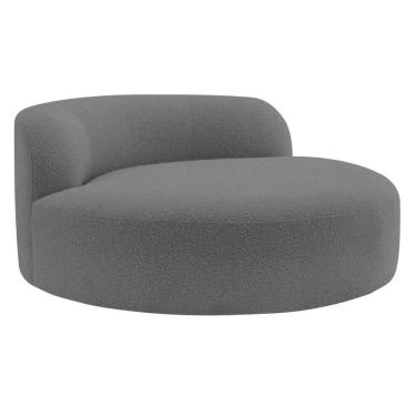 Imagem de Poltrona Orgânica Chaise Rússia Linho - Doce Sonho Móveis Cinza Escuro