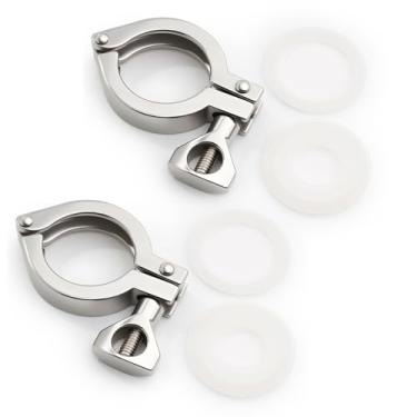 Imagem de EASTVAC 2 peças de 2,5 cm a 3,8 cm com grampo triplo de pino único de aço inoxidável 304 com porca de asa para virola TC com junta de silicone