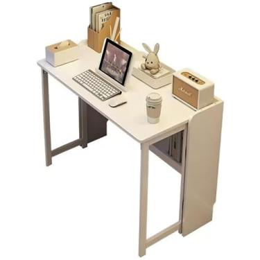 Imagem de Mesa dobrável de madeira maciça para pequenos espaços, sem montagem, mesa de escritório em casa, mesa de computador, mesa de trabalho portátil, mesa dobrável com economia de espaço, mesa de estudo