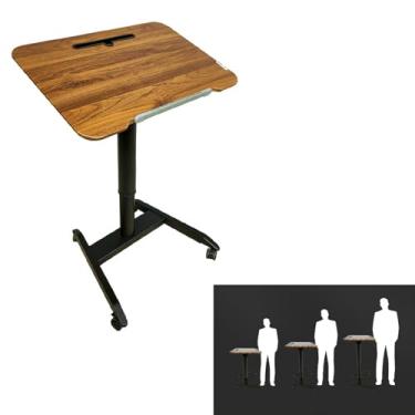 Imagem de Mesa de pé ajustável com altura sobre rodas, mesa lateral ajustável para sofá, suporte de computador, carrinho de rodinhas de mesa, suporte para laptop, escritório, dobrável e portátil