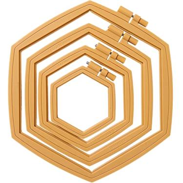 Imagem de Embroidery Hoop Embroidery Hoop 4Pcs Hexagon Embroidery Hoops Set Plastic Embroidery Frame Circle Cross Hoops for Sewing Needlework and DIY Embroidery Project Tufting Frame Tufting Frame