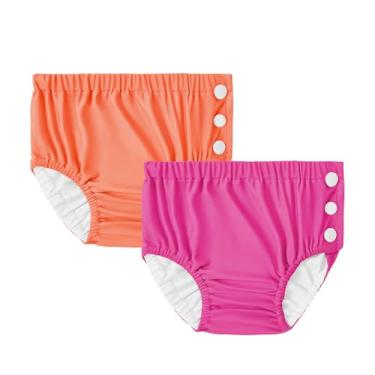 Imagem de Durio Fraldas de natação para crianças pequenas, reutilizáveis, laváveis, fraldas de natação para bebês, C rosa e laranja, 3 M to 6 M