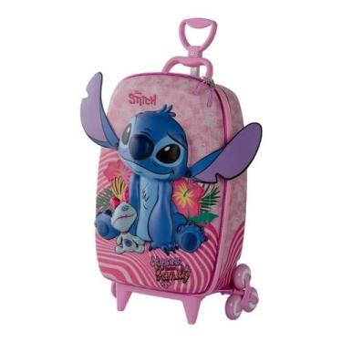 Imagem de Mala De Viagem Infantil Com Rodinha Stitch 3D Rosa - Max Toy