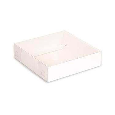 Imagem de Pacote com 25 caixas de presente de papelão com tampas para aniversário, presentes de Natal, festa, lembrancinhas de casamento, presentes de chá de bebê (12 cm x 12 cm x 3 cm, branco)