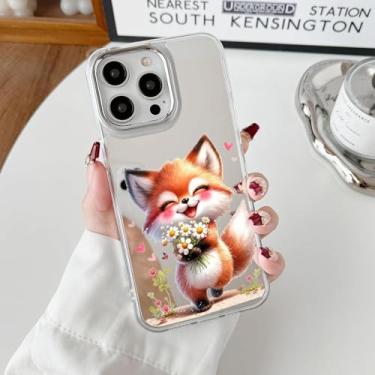 Imagem de Roemary Capa espelhada Fox para iPhone 16 Pro Max, capa floral raposa para meninas e mulheres, espelho rígido brilhante + amortecedor de TPU macio transparente para iPhone 16 Pro Max 6.9 (margarida)