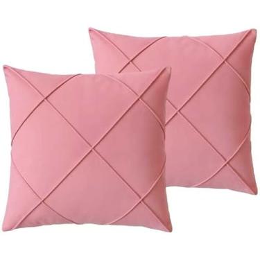 Imagem de Kit 2 Capas de Almofada Natalina 45x45cm em Suede Aveludado com Zíper - Sem Enchimento Decoração Natal (Rose)