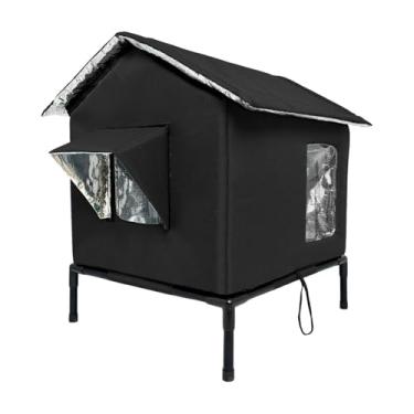 Imagem de Fxzqgnh Casinha Elevada para Gatos Ao Ar Livre, Tenda Portátil de Tecido Oxford, Abrigo de Inverno para Gatos de Rua, Jardim, Celeiro, Comunitária, Preto, L