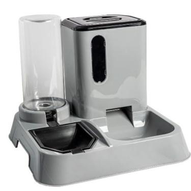 Imagem de Kit Comedouro e Bebedouro Automático Pet 1L por Gravidade para Cachorro e Gato(CINZA)