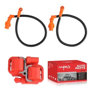 Imagem de PAPAPARTS Bobina de ignição e fio de vela de ignição com tampas compatíveis com Polaris Ranger 700 05-09, para RZR 800 08-10, para Ranger 800 10, para Sportsman 700 EFI 05-07, para Sportsman 800 05-15
