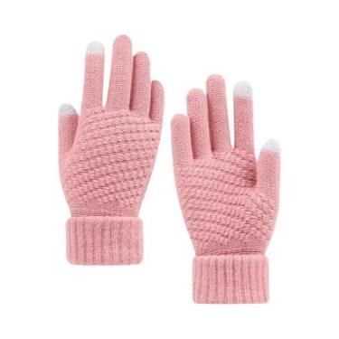 Imagem de Luvas De Inverno Grossas E Quentes De Tricô Com Tela Sensível Ao Toque