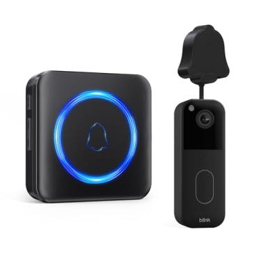 Imagem de Campainha sem fio compatível com campainha de vídeo Blink (1ª e 2ª geração), receptor de conexão interna e kit de transmissor com fio, 58 melodias, 5 níveis de volume (1 extensor de campainha de vídeo