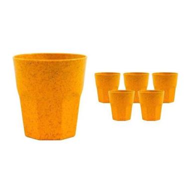 Imagem de Kit 6 Copos Mini Roma Fibra Madeira Amarelo 300Ml - Bb Store