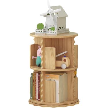 Imagem de Estante Giratória Prateleira De Armazenamento Independente, Estante Giratória De 360 ° Estante Redonda Organizador De Revistas, Para Sala De Estar De Escritório Em Casa, Wood, 50.5 * 66cm