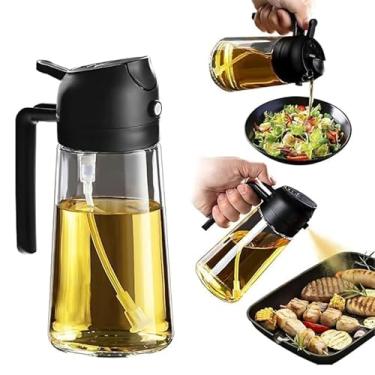 Imagem de Galheteiro Spray Pulverizador de Azeite e Óleo Vidro 470ml 2 em 1 Perfeito para Chapas, Grelhas, Saladas, Churrascos. Ideal Airfryer Prático no uso Diário em Receitas Leves (Branco/Verde) (Preto)