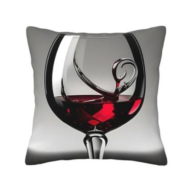 Imagem de XLLingL Capa de almofada quadrada com estampa de taça de vinho para sofá, cama, quarto, sala de estar, capas de almofada para decoração de casa de fazenda