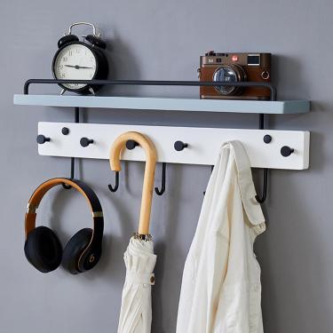 Imagem de Cabides De Entrada De Parede, Cabideiro De Madeira De Metal, Cabide De Parede Com Prateleira De Armazenamento, Ganchos Para Cozinha Entrada Banheiro Quarto, Green Gray+white