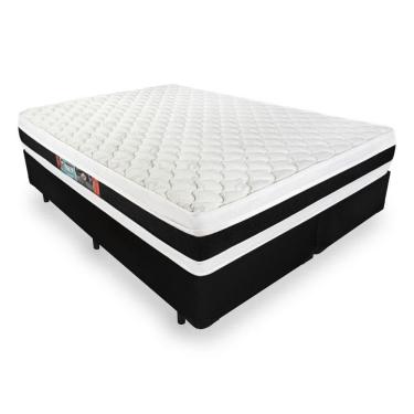 Imagem de Cama Box Super King Preta + Colchão De Espuma D45 - Castor - Black White Double Face - 193x203x62cm