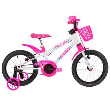 Imagem de Bicicleta Infantil Cairu Fadinha New Aro 16 com Cesto, Branco com rosa