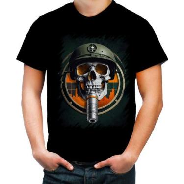 Imagem de Camiseta Colorida Caveira Militar Logo Guerra 3 - Kasubeck Store®, INF