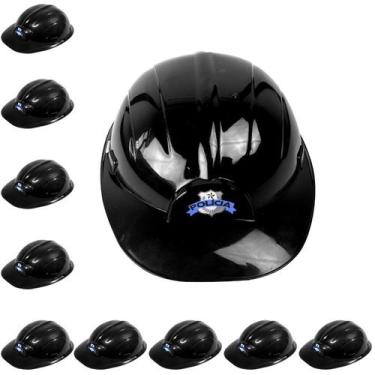 Imagem de Kit 10 Capacete Policial Infantil Adulto para Festa Fantasia - Toy Mas