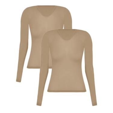 Imagem de Kit 2 Camisetas Feminina Fio 40 Segunda Pele Para Mulher Selene Modelo