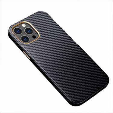 Imagem de GSYH Capa para iPhone 13Mini/13/13 Pro/13 Pro Max, textura de fibra de carbono silicone capa rígida traseira protetora à prova de choque suporte de carregamento sem fio, preto, 13 Mini 5,4 polegadas