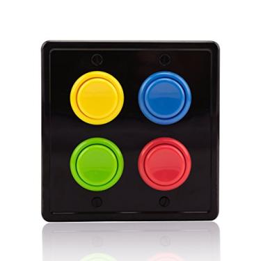 Imagem de (Black/Red,blue,green,yellow) - Arcade Light Switch Plate Cover, (Black/Red,Blue,Green,Yellow) Double Switch, 2-Gang Standard Size Rocker Wall Plate, Game Room Decorator, Kid Bedroom Wallplate, Faceplate Replacement