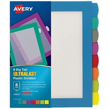 Imagem de Divisórias plásticas de fichário Avery Ultralast 24901, pacote com 8