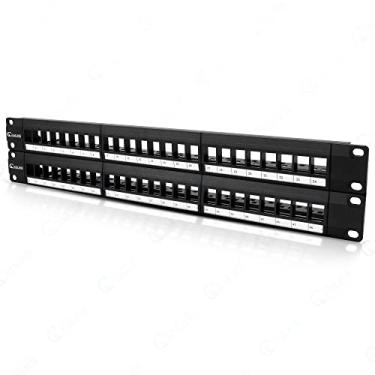 Imagem de NewYork Cables® Painel de remendo de rede Keystone/Patch Panel em branco para centros de dados, escritórios e salas de servidor (descarregado, painel de patch de 48 portas descarregado)
