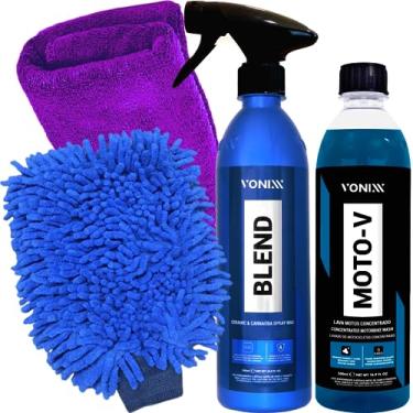 Imagem de Cera Blend Spray Vitrificadora Silica + Shampoo Moto-V 500ml Vonixx
