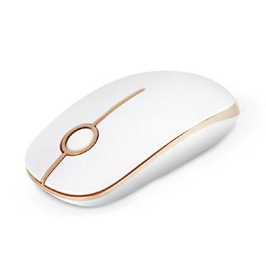 Imagem de Mouse sem fio Vssoplor, mouse de computador portátil fino de 2,4 G com nano receptor silencioso mouse óptico para notebook, PC, laptop, computador - branco e dourado