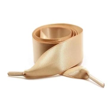 Imagem de Silk Satin Ribbon Shoelaces Width Flat Shoelace Boots Sneakers Colourful Laces For Shoes Accesories (Color : Khaki, Size : 120cm)